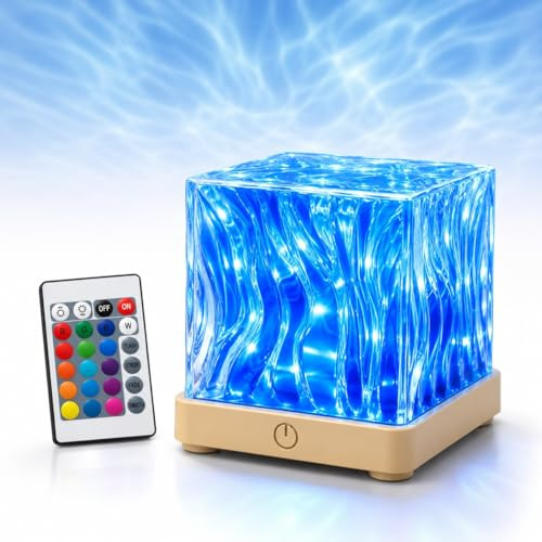 Northern Lights Mood Lamp Projector – 16 Colours LED Cube Light with Remote & Touch Control – Dimmable Sensory Lamp Projecting onto Ceiling & Walls for Autism, ADHD & Relaxation (11.5cm Cube)