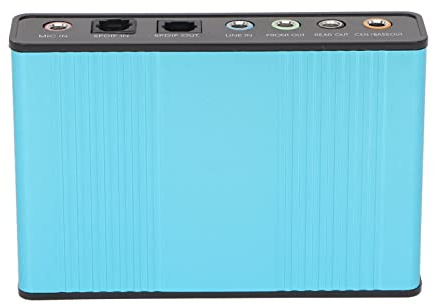 Cryfokt USB Sound Card 5.1 Channel Analog Play Recording for PC Laptop Aluminum Alloy Material (Blue)
