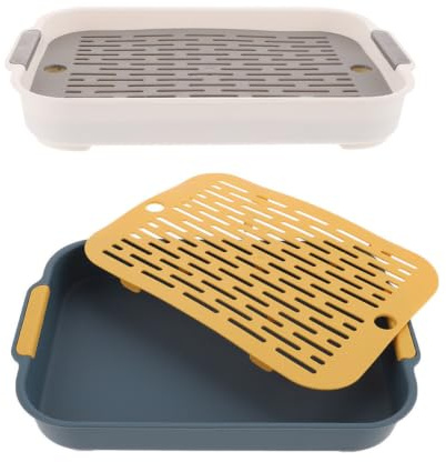 HOMOCONO 2pcs Small Pet Litter Box with Mesh Base for Bunny Guinea Pig Hamster Toilet Training Washable Anti-spill Cage Toilet Easy Clean Pet Potty for Rabbits and Rodents