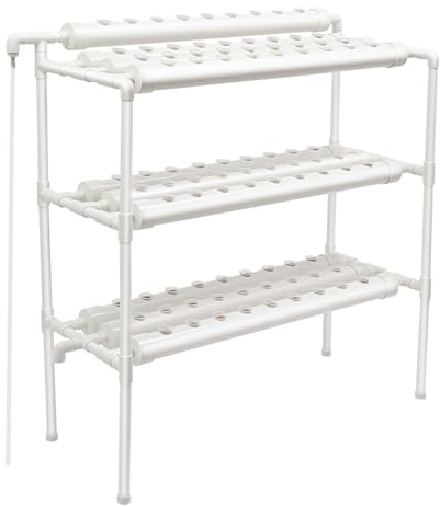 NiuLifeya Sistema di coltivazione idroponica con 90 piante, sistema di coltivazione idroponica NFT a 3 livelli con pompa dell'acqua, set idroponico in PVC-U per verdure, erbe e piante da giardino