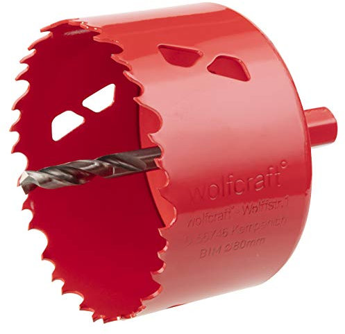 wolfcraft 5485000 - Scie cloche BIM - Diamètre 80 mm - Queue 6 pans 9,50 mm - Profondeur de coupe 40 mm
