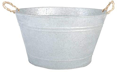 Esschert Design - Tinozza per Piante, 30 Litri, in Metallo zincato, Dimensioni: Circa 47,5 x 38,4 x 26,2 cm, Colore: Grigio