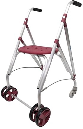 Forta Ara Plus - Andador Ligero y Plegable para Personas Mayores - Para Uso en Exteriores - Con Asiento Integrado, Regulable en Altura, Freno de Presión, Capacidad de Carga hasta 130 Kg (Coral)