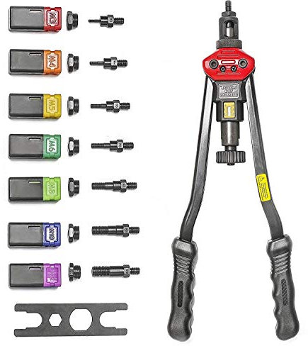 (17) 440 mm, Rivettatrice Noce di rivetto cieco utensile a perno cieco professionale a mano per inserti filettati, utensili per chiodatura sistema di montaggio M3, M4, M5, M6, M8, M10, M12, BT607-