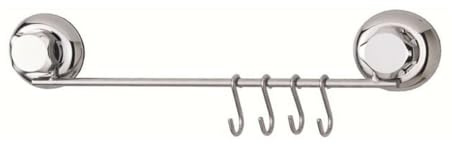 Compactor Bestlock Barra Porta Utensili con 4 Ganci, Fissaggio a Ventosa, Cromato, 40 x 9 x 3,5 cm, RAN4711