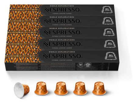 Nespresso Original Vienna Lungo Lot de 50 capsules de café, torréfaction moyenne, compatibles avec les machines à café Original