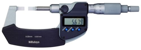 Mitutoyo Digitale Bügelmessschraube mit schmalen Messflächen, Klinge=0,75 mm, 0-25 mm