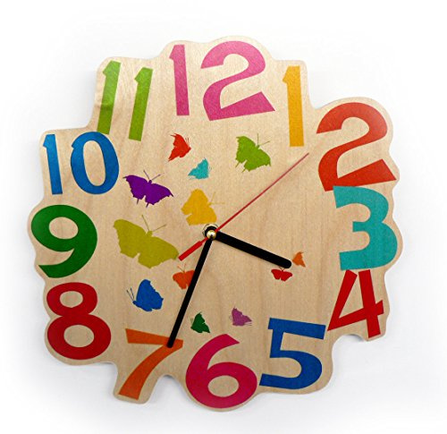 Rudolphs Schatzkiste Holzdekoration Wanduhr Schmetterlinge BxLxH 245x40x245mm NEU Zimmeruhr Quarzuhr Wecker Uhr Standuhr Zeit Zeitmessung Kirchturmuhr Stunde Minute Sekunde Dekoration Spielzeug Holzdekoration