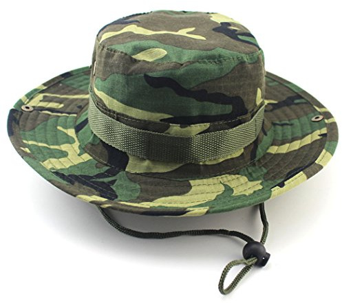 Unimango Anglerhut, Sonnen- und UV-Schutz, schnell trocknend, breite Krempe, für Wandern, Camping, Reisen, Armee Camouflage, L