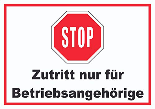 HB-Druck Stop Zutritt nur für Betriebsangehörige Schild A4 (210x297mm)