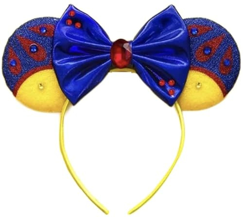 Snow White Mickey Ears, Snow White Ears, Blue Yellow Minnie Ears, Princess Mickey Ears, Blue Minnie Ears