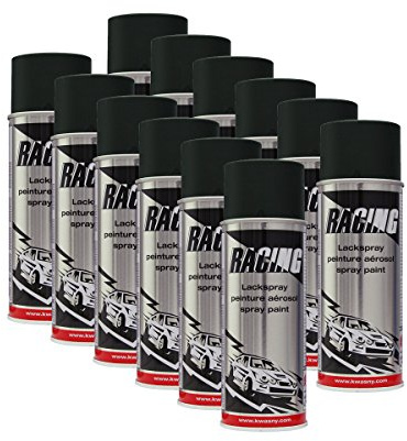 12x KWASNY 288 061 AUTO-K RACING Lackspray Schwarz Seidenglanz 400ml