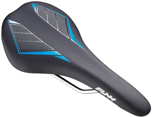 Funn Skinny Fahrradsattel mit strapazierfähigen CrMo-Schienen, federleichtem und schlankem Fahrradsitz, robuster Vinyl-Leder-Bezug für MTB, BMX und Rennrad (Blau)
