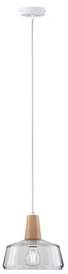 Paulmann 79744 Lámpara colgante Neordic Yva máx. 1x20 W, luminaria colgante para lámparas E27, lámpara de techo, claro/madera 230 V cristal/madera, sin fuente de luz