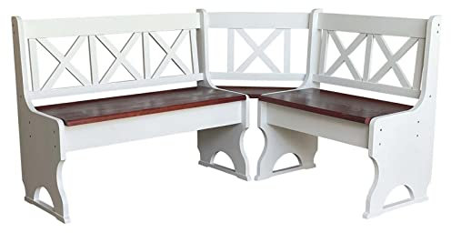 k koma Kiefer Eckbank MASSIVHOLZ Öko Weiss/Calvados - NEU (150 x 180)