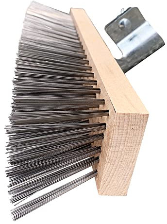 Newman and Cole Wire Broom Head - 12 Stiff Metal Bristle Deck Scrub Brush for Heavy Duty Removal of Weed Moss & Algae on Patio (Head Only)