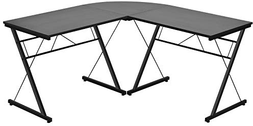 GOPLUS Escritorio de Ordenador en Forma de L, Escritorio de Esquina de Estructura de Metal y Madera, Escritorio Largo que Ahorra Espacio, Fácil de Montar, para Oficina Hogar, 150×150×76cm, Carga 100kg