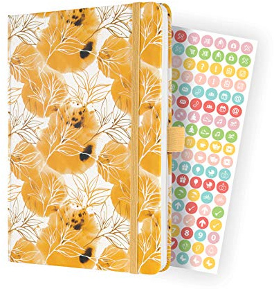 SIGEL J2301 Wochenkalender Jolie 2022 - Floral - ca. A5 - gelb, weiß - Hardcover - 174 Seiten - mit fröhlichem Kalendarium, vielen Infos und praktischen Stickern - FSC-zertifiziert - Terminplaner