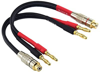 WJSTN Adaptador de enchufe banana RCA a Flex Pin de 6 pulgadas, conectores banana a cable de audio RCA hembra, paquete de 2 (conector banana de 4 mm a RCA)