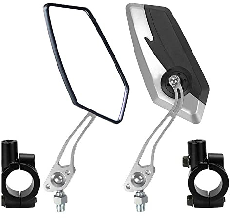 ETOPARS 1 Paar 10mm 8mm Motorrad Rückspiegel Universal Motorrad Lenkerendenspiegel Aluminium Motorrad Spiegel Lenkerspiegel Seitenspiegel Drehung Einstellbar Silber