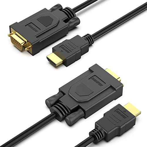 BENFEI HDMI zu VGA Konverter-Kabel 3M 2 Stück, Unidirektional HDMI zu VGA D-SUB 15 Pin M/M Unterstützung 1080P Signal von HDMI Eingang Laptop HDTV zu VGA Ausgang Monitoren Projektor,Fernsehapparat