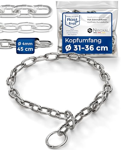 Hundekette Edelstahl Trainingskette/Kettenwürger kurzgliedrig mit Zugstopp – 5 mm x 65 cm