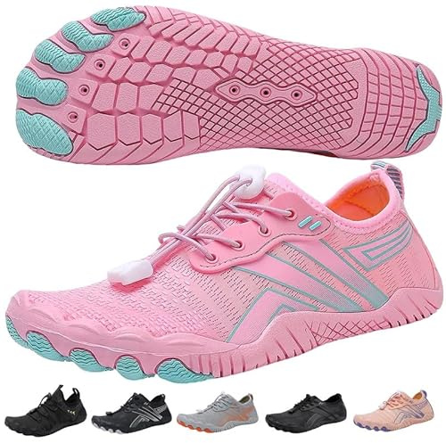 Chaussures aquatiques pieds nus à séchage rapide - Chaussures de plage et de piscine pour la natation, le surf et la plongée, rose, 40 EU