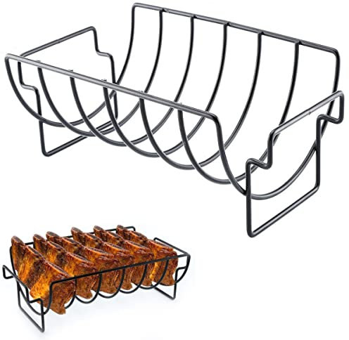 KUNANG BBQ Rib Racks for Smoking & Roasting - Dual Purpose for Smoker, Oven & Grill