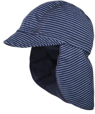 maximo GOTS Stripes Kindercap Baumwollcap Sonnencap Sommercap Kinder - Made in Germany mit Schirm, Hinten geschlossen Frühling-Sommer Sommer - 49 cm dunkelblau-meliert