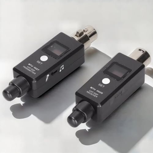 KAKAKE Récepteur émetteur de Microphone sans Fil, récepteur XLR de Microphone sans Fil Puissant, écran LCD Clair Rechargeable, Double antenne pour mélangeur de Son