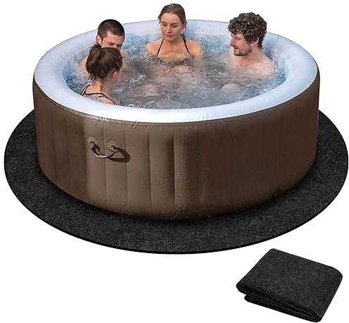 90 Inch Dia Round Hot Tub Mat, Large Washable Above Ground Protector Pad Water Absorb with Slip-Proof Backing, Portable Spa Pool Accessories for Outdoor Indoor Hot Tubs Protect from Wear (90“ Round)