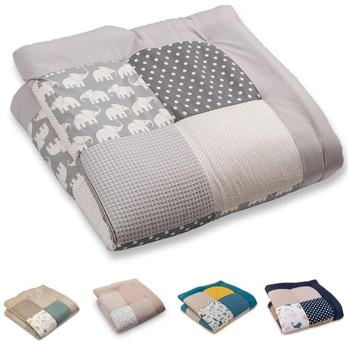 ULLENBOOM Krabbeldecke für Baby 100x100 cm - Dick und weich gepolstert | Außenmaterial: 100% Baumwolle, Alle Materialien OEKO-TEX zertifiziert, Made in EU, Schadstoffgeprüft und waschbar