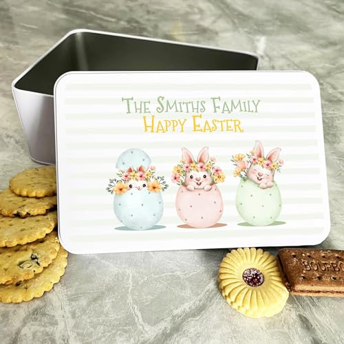 Easter Bunnies In Eggs Personalised Gift Biscuit Sweets Treat Tin Personalised Gift | Custom Gift | Personalized Tin | Cake, Biscuit & Treat Tins | Gift For Her | Gift For Him