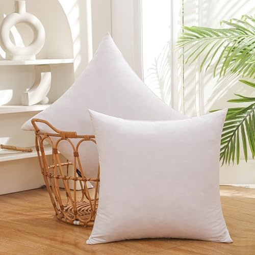 LBOEVDE 26x26 Inch Gold Goose Down and Feather Throw Pillow Inserts-2 Packs,White,Super Soft Cover,Double Layer Dwon Proof Design,High Filling Weight.