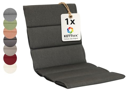 KETTtex EXKLUSIV Comfort Plus Auflage Mittellehner dunkelgrau I Gartenstuhl Polster 106x50x5/3cm I hochwertige & Pflegeleichte Sesselauflage I Wetter- & formbeständige Stuhlauflage I Sitzauflage