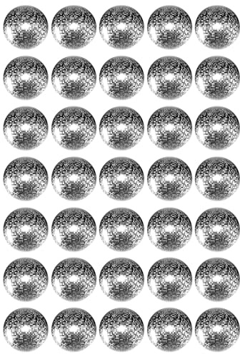 35 x Silver Disco Ball Edible Wafer or Icing Cupcake Toppers Fun Themed Party Cake Decorations Perfect For Brownies Cookies Muffins & More! (Edible Wafer Card)