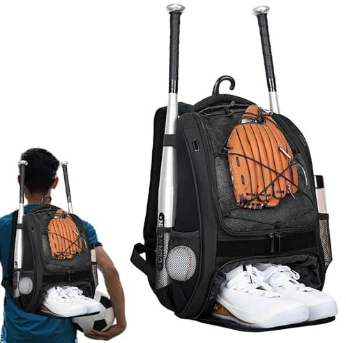 Softball-Tasche – Baseballtasche für , Baseball-Rucksack mit Schuhfach, große Kapazität, Jugend-Baseball-Rucksack, Baseballschläger-Tasche für Wettbewerb, Erwachsene, Schläger, Schuhe