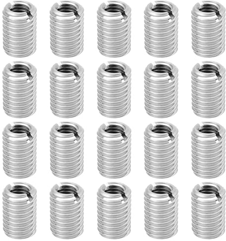 YINETTECH 20 Pièces écrou d'insertion de Réparation Fileté M12 à M8 Filetage Mâle M12x1,75 Et Filetage Femelle M8 X 1,25 Longueur 18MM écrou Réducteur de Conversion Adaptateur de Filetage à Fente