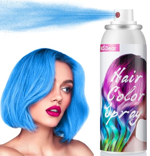 Temporäre Haarfarbe Spray für Kinder Erwachsene, 100ML Temporäre lebendige Schattierungen, abwaschbar Haarfarbe Spray Haarfärbemittel für Party, Halloween, Weihnachten, Blau Haarspray