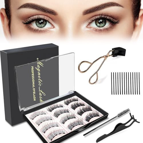 Magnetische Wimpern, Magnet Wimpern Ohne Eyeliner, Künstliche Wimpern Magnetisch, Magnetische Wimpern mit Zange, Wiederverwendbare 3D Fake Magnetic Lashes Natürlicher Look für Dating, Hochzeit, Party