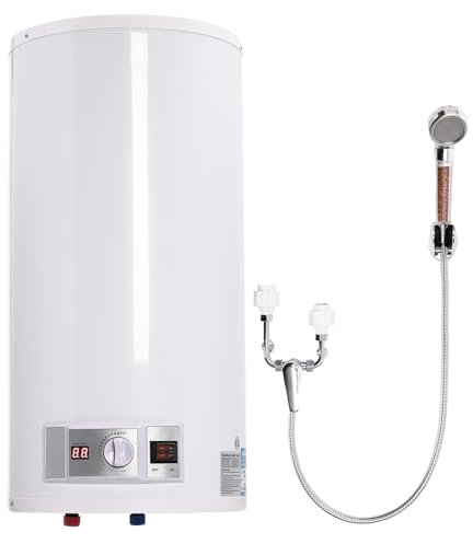 50L Elektro Warmwasserspeicher Boiler Horizontal Boiler Heizung Emaillierter Stahlbehälter IPX4 mit LED-Digitalanzeige für Küche,Bad 2000W