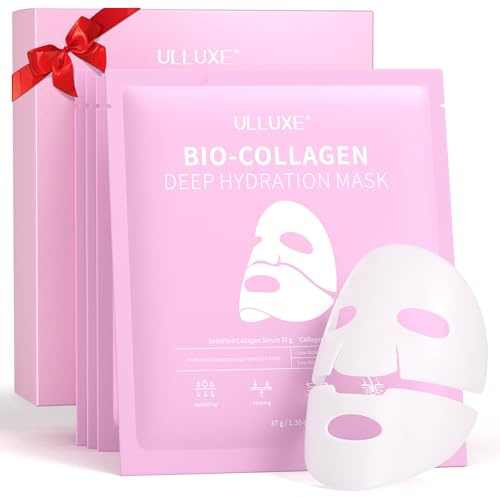 Real Deep Collagen Face Mask, Hydrating Overnight Facial Hydrogel Mask med lågmolekylärt kollagen för elasticitet, uppstramande, lyftande och porminimerande, Koreansk skönhetsfavorit, 37g x 4ea