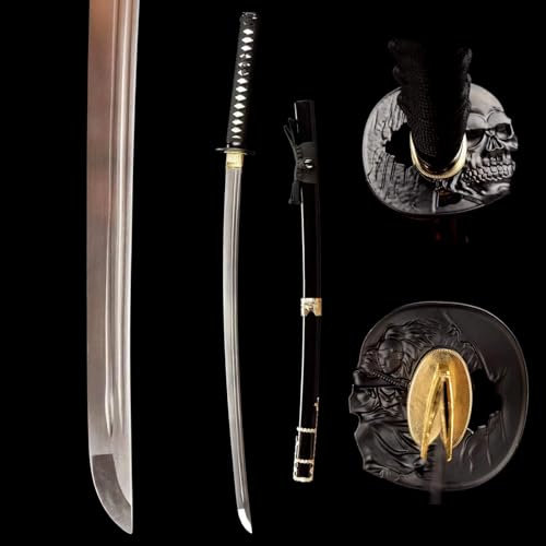 100cm handgefertigtes Samurai-Schwert,Klinge aus Manganstahl und Scheide aus massivem Holz,Handschlaufe aus reinem Kupfer vergoldet und versilbert,echtes Katana zum Spielen,Kendo-Training,Sammeln