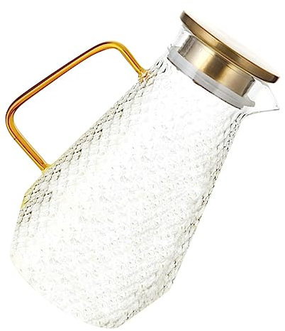 Cabilock Jarra De Vidrio Templado 1500ml Tapa Hermética y Vertedor, Resistente Al Calor y Anti-explosión, Para Leche, Jugos y Bebidas Frías Hogar y Restaurante