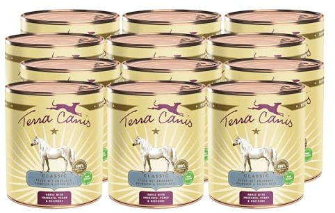 Terra Canis Cavallo con amaranto, cibo umido Classic per cani, 12x800g