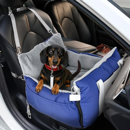 SIVEIS Hunde Autositz für Kleine bis Mittelgroße Hunde bis 15 kg | Tragbarer Autositz mit Sicherheitsleine, für Vorder- oder Rücksitz, Hundesitz mit Abnehmbarem und Waschbarem Bezug