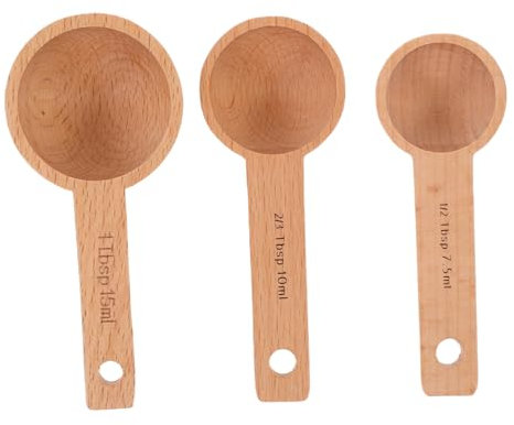 CONGARTENO 3piezas Cucharas Medidoras De Madera Para Leche y Granos Versátiles Para Hornear y Cocinar
