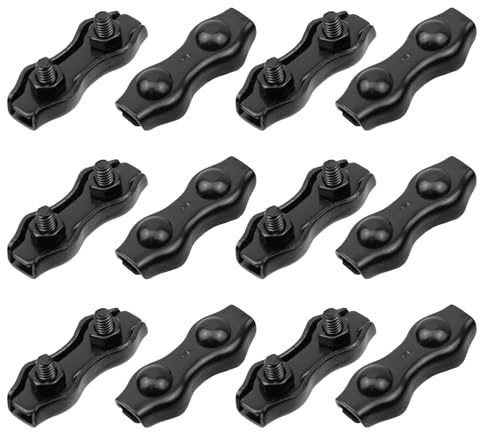 Pastlla Duplex-Drahtseilklemme aus 316er Edelstahl, Doppelbolzenkabelklemme, passend für Drahtseile mit 3 mm Durchmesser, für Industrie, Hausrenovierung und Aquakultur, M3 (3/25 Zoll), 12 Stück