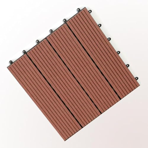 KjoiDWz Carreaux de terrasse extérieurs en Bois et Plastique emboîtables, Carreaux de terrasse Composites imperméables découpables, terrasse intérieure et extérieure(Red-Brown,20pcs)