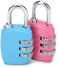 2pcs 3 Digit Combination Padlock Codes - Stylish Rustproof Luggage Locks for Suitcases (Blue+Rose Red)